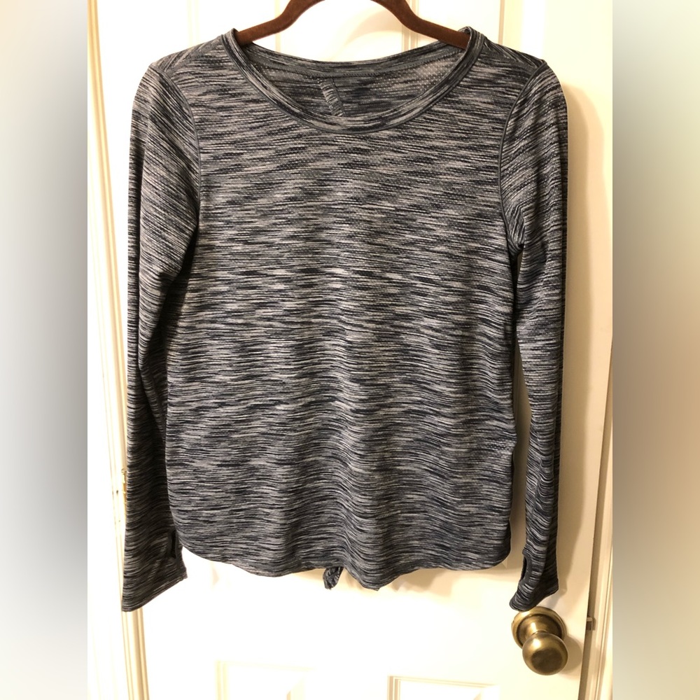 Zyia Active Ash Split Back Long Sleeve T Shirt Athletic Navy Blue M